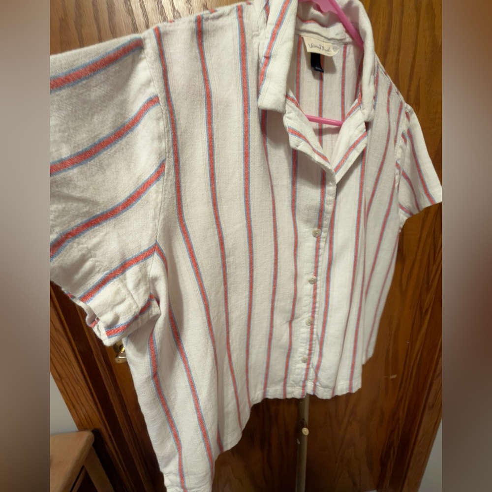 Universal Thread Linen Blend Striped Cropped Butt… - image 5